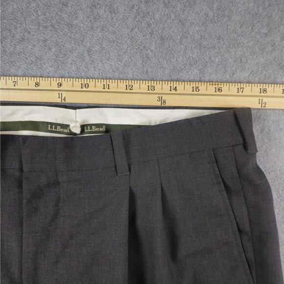 L.L. Bean Pants Mens Size 36x30 Gray Pleated Dress Pants 100% Wool - Picture 7 of 11